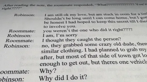 Detailed Message Log Involving Charlie Kirk Suspect and Roommate